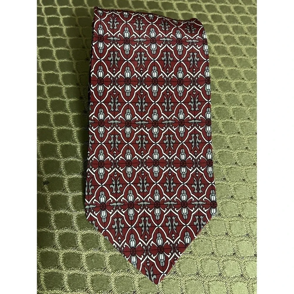 Christian Dior Red Gray Men's Tie Silk Made In USA